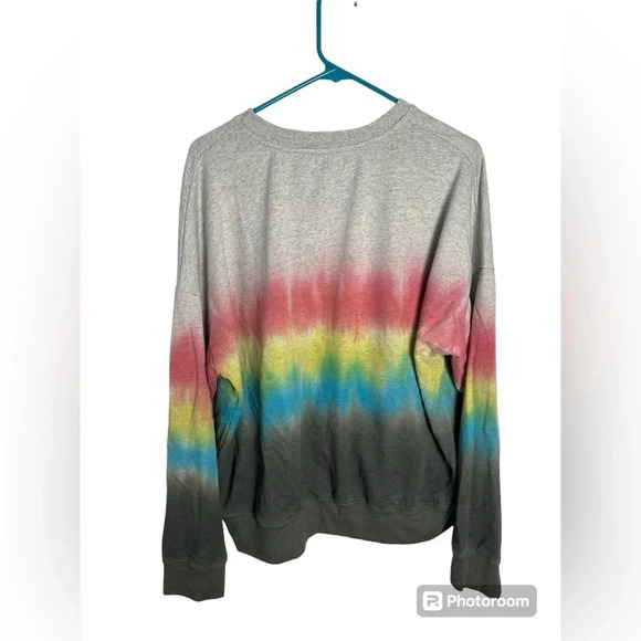 Sundry Pullover Sweatshirt Women's 3 Gray Multi Tie Dye Stripe Crew Neck Cotton - Picture 5 of 8